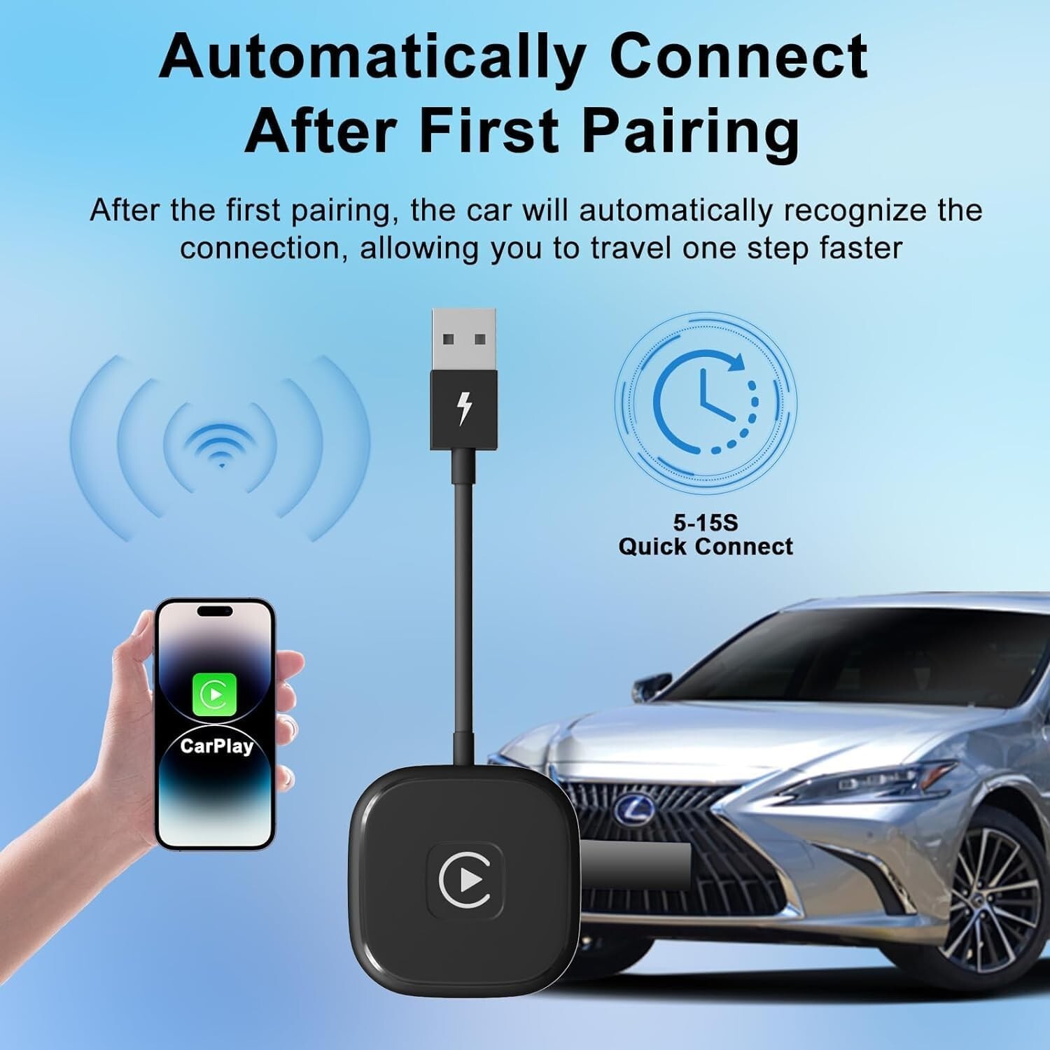LXJTHT CarPlay Wireless Adapter for Wired CarPlay to Wireless SUITS 98% OF CARS