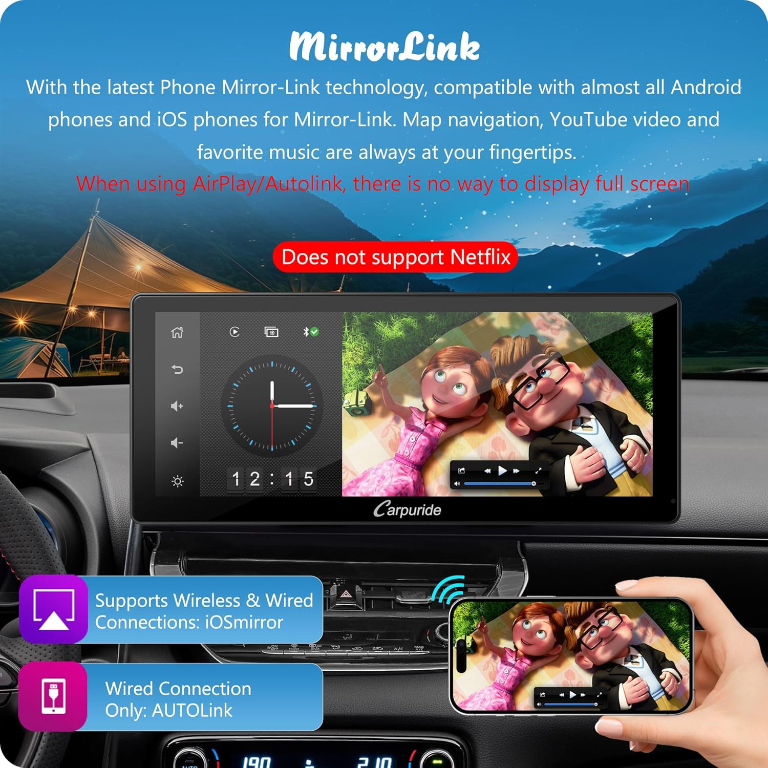 W103 Pro 10.3″ Bluetooth Car Stereo, Carplay/Android Auto, Touch Screen