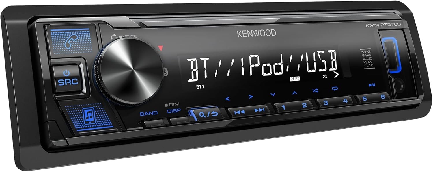 KMM-BT270U Bluetooth Digital Media Car Stereo w/ USB AM/FM MP3 LCD Single DIN EQ