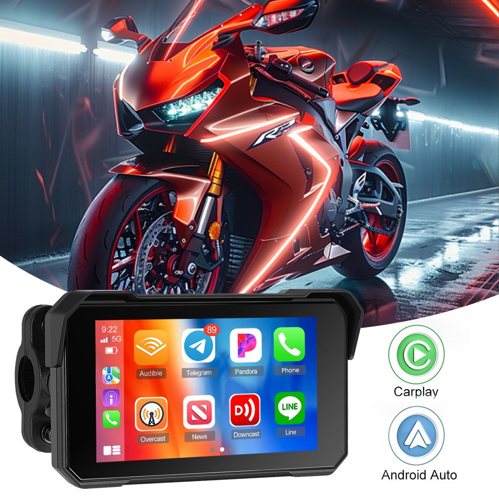 5″ Wireless CarPlay Android Auto Waterproof Motorcycle Navigator Portable Screen