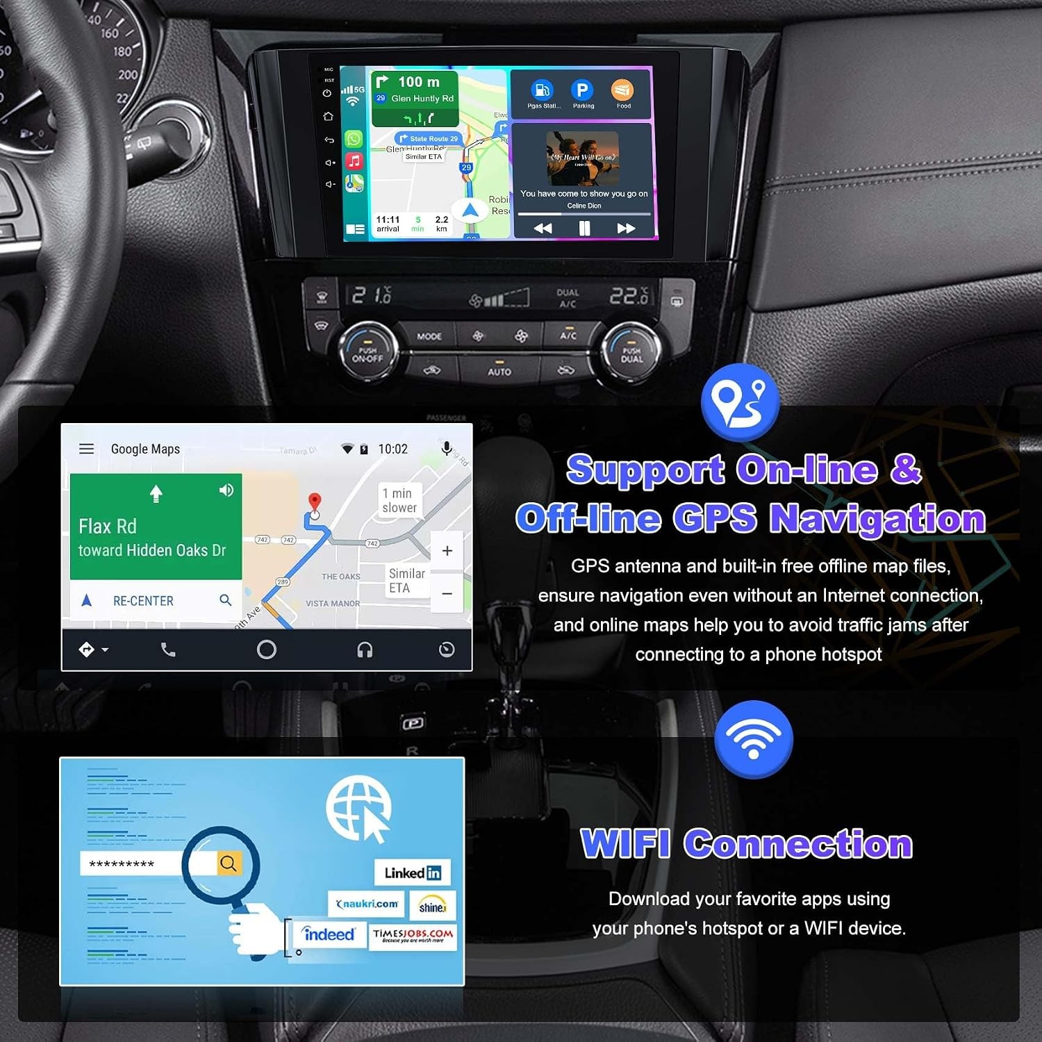 For 2014-2017 Nissan Rogue 8Core 64G Apple Carplay Android Auto Stereo GPS Radio