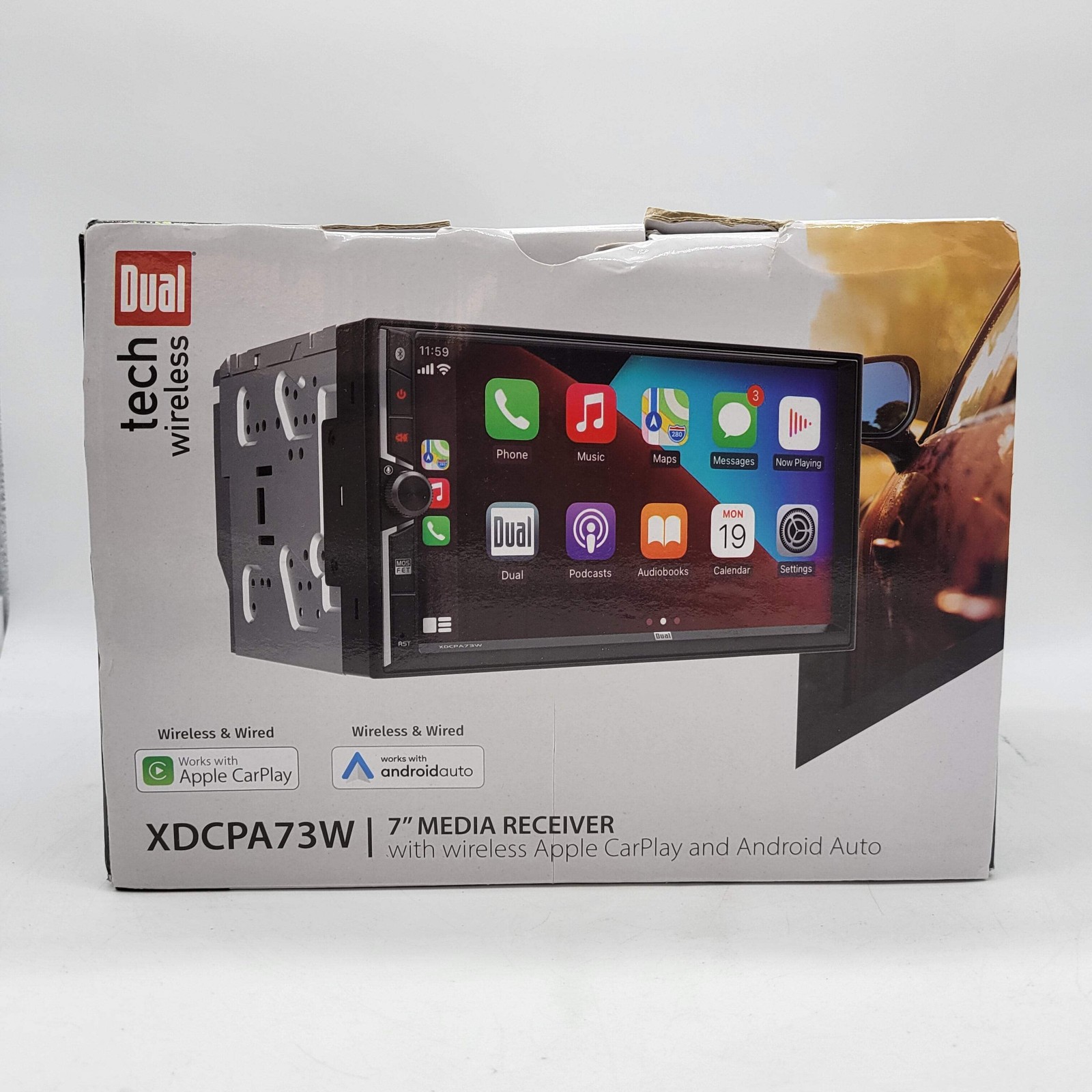 New Dual 7″ Media Receiver Touchscreen Car Stereo XDCPA73W With Backup Camera