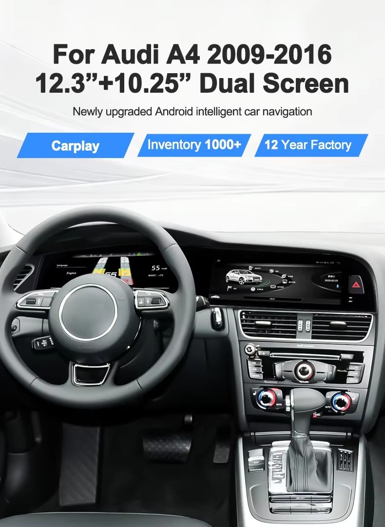 10.25″ Car Radio CarPlay GPS +12.3″ Instrument Cluster Kit For Audi A4 2009-2016