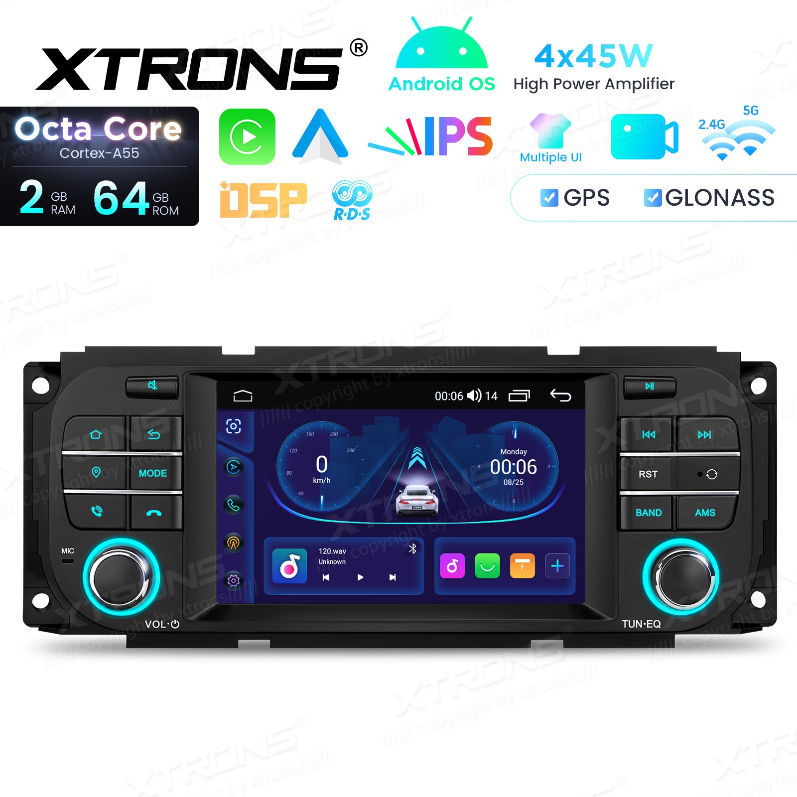 32GB Android 13 For Jeep Wrangler Dodge Chrysler BT Carplay Car Radio GPS Stereo