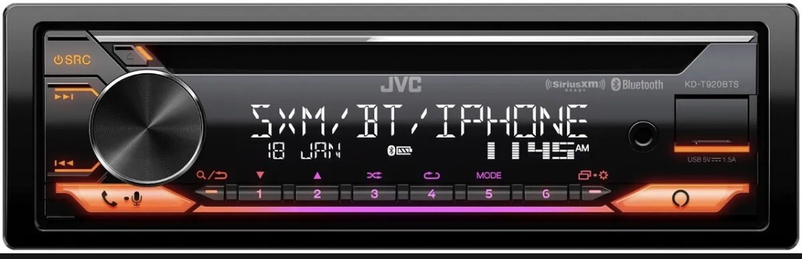 JVC KD-T920BTS CD/MP3 Player Front USB AUX Bluetooth Pandora Spotify SiriusXM