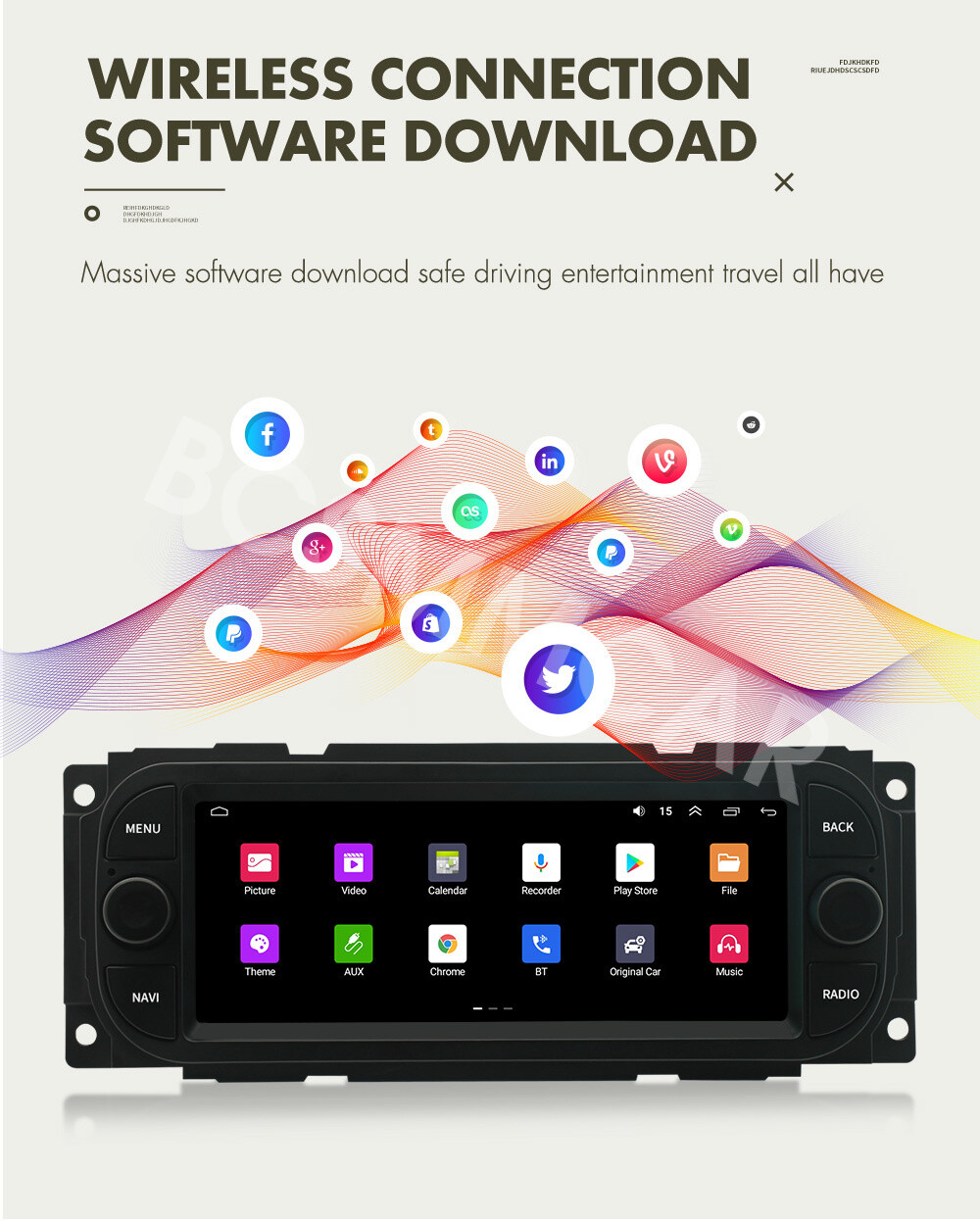 6.8in Radio Multimedia Player BT Mirror Link Cam Fit For Jeep Wrangler 2003-2006