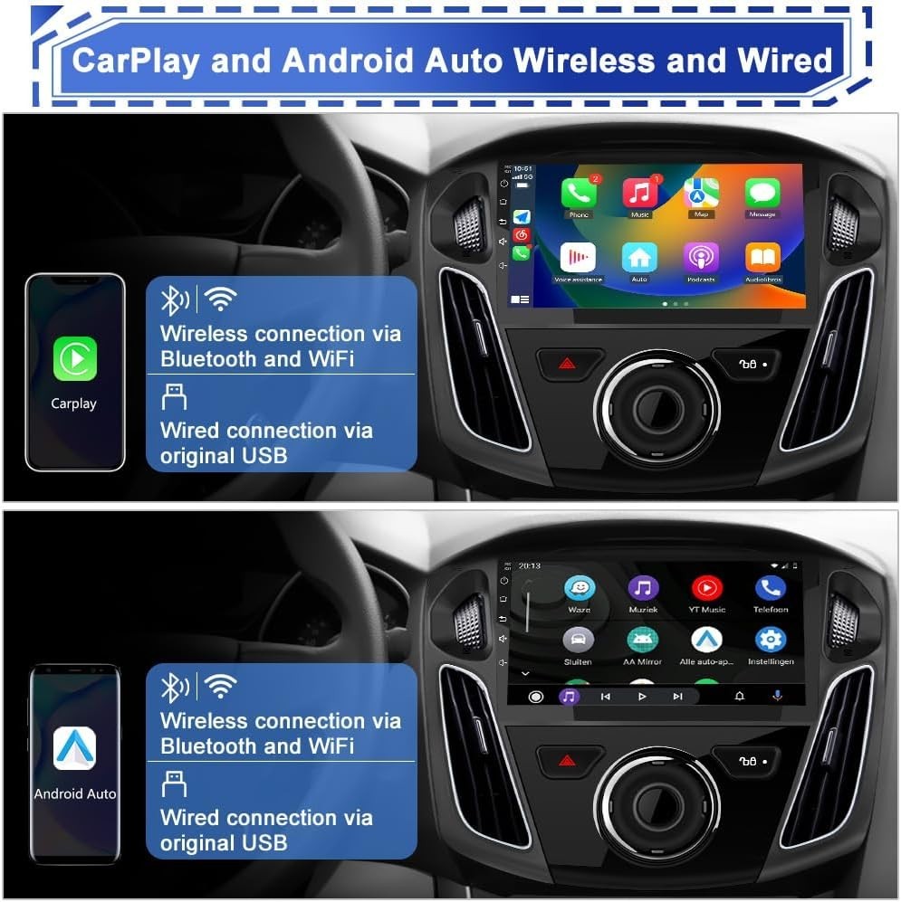 9″ 64G Android Auto Carplay Stereo for Ford Focus 2012-2018; Free Camera