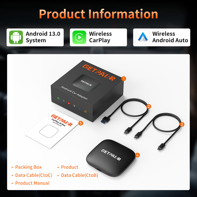 3-in-1 Android 13 CarPlay Ai Box Wireless Android Auto Adapter -QCM6125 -8+128G