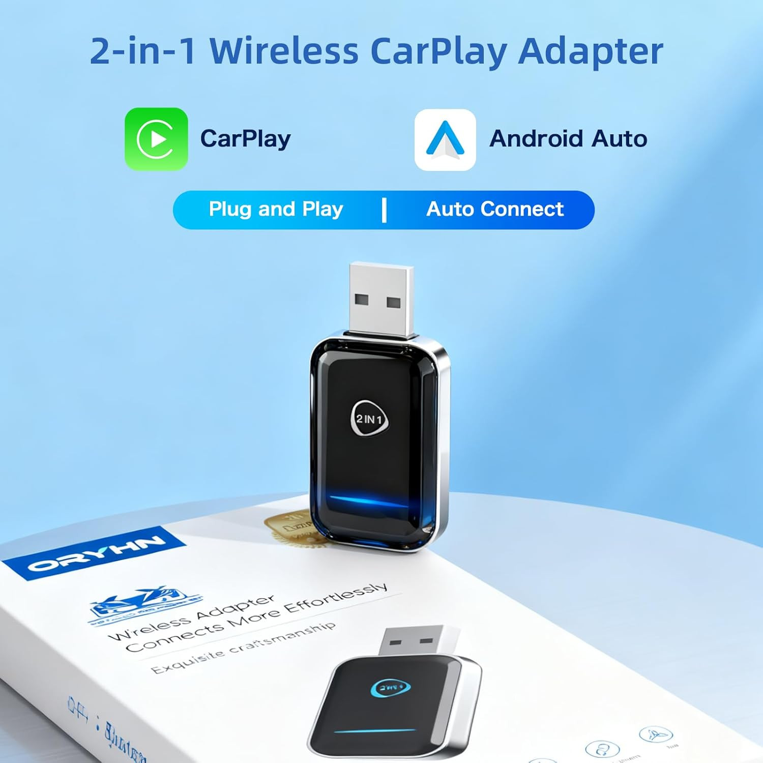 2-In-1 Wireless Carplay & Android Auto Adapter (2026 Upgraded), Fast 5Ghz/2.4Ghz