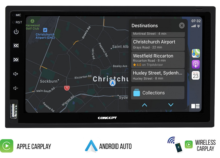 Concept DL-70 Wireless 7″ Touch screen In-Dash Receiver w/Apple Carplay/Android