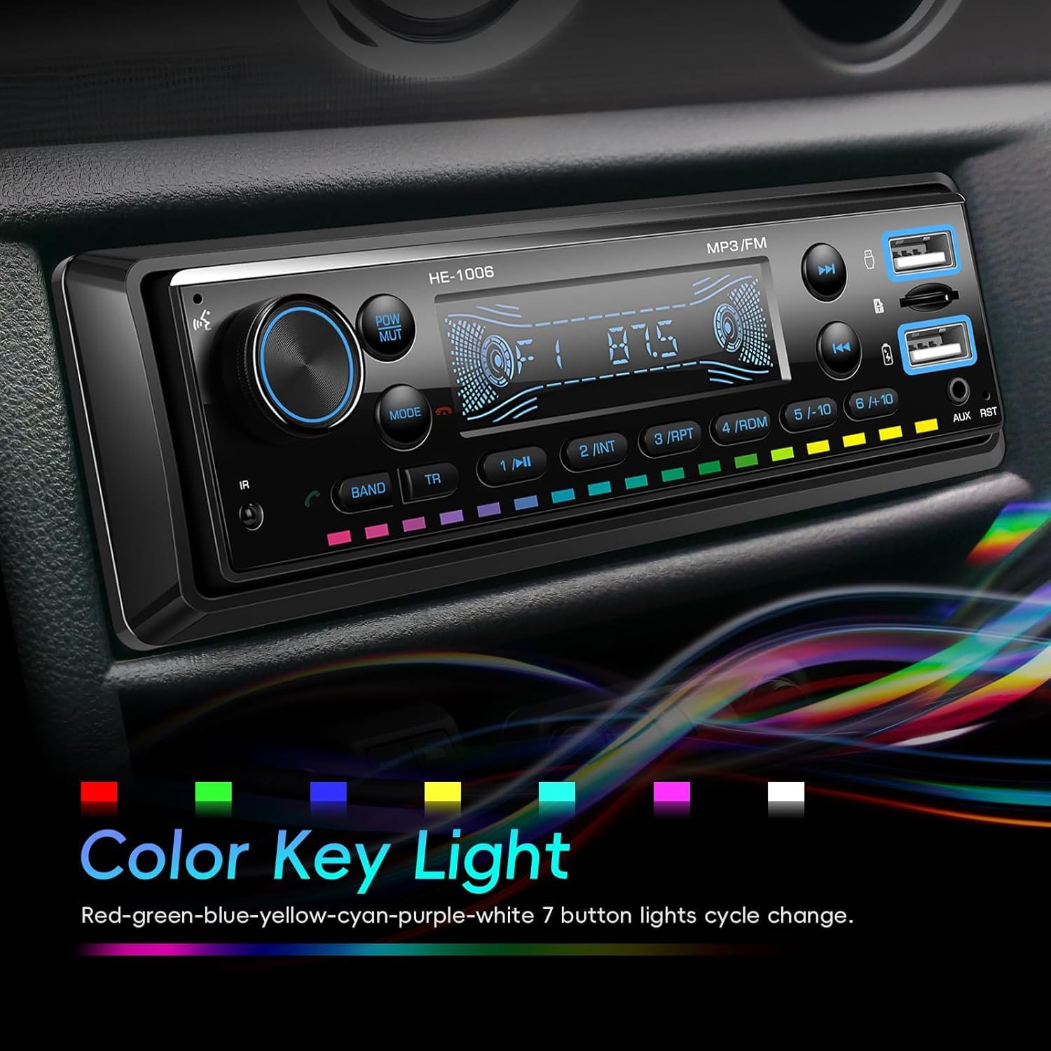 Single Din Car Stereo Bluetooth 5.0 Audio Radio with 64G Card FM Receiver Digita