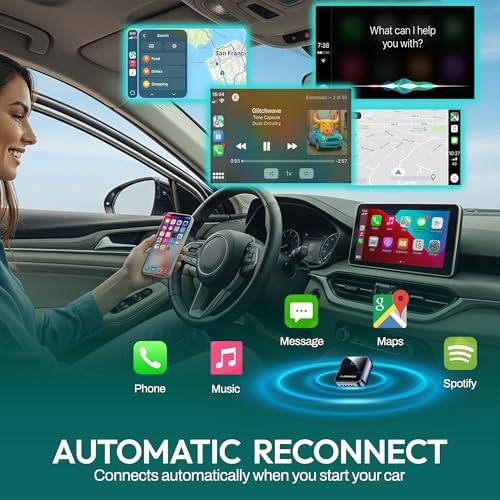 2026 [2-in-1] Latest Wireless CarPlay & Android Auto Adapter, Converts Wired