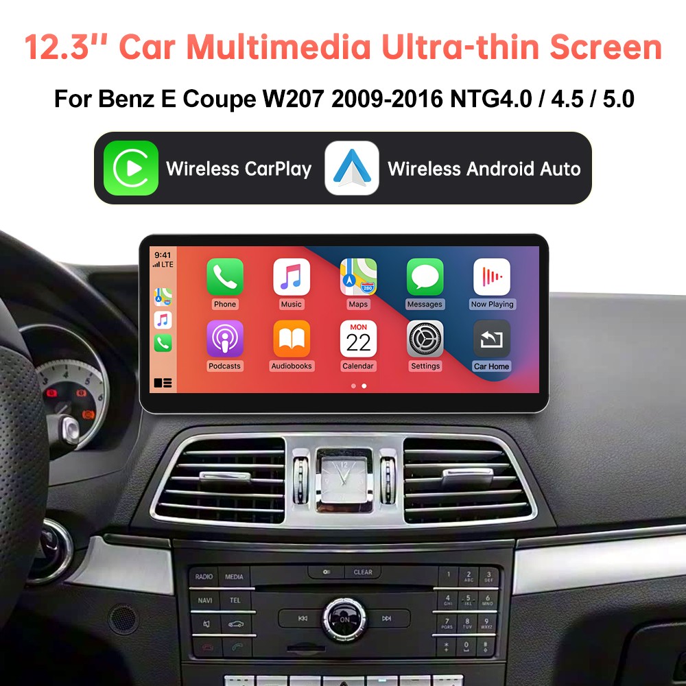 Ultra-Thin 12.3”Wireless Carplay Touchscreen For Mercedes E Coupe C207 2009-16