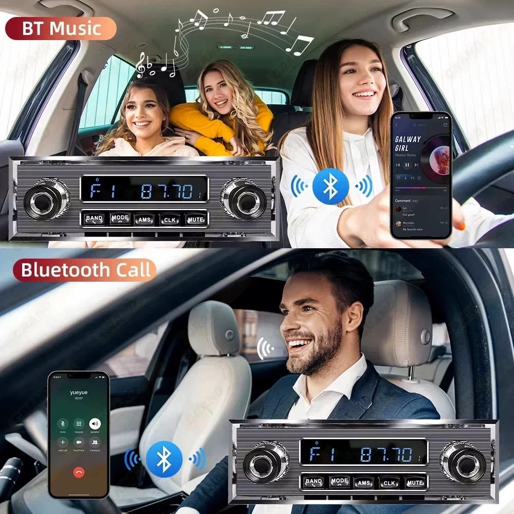 1 Din Car Radio MP3 Player Classic Car Retro Audio Stereo Support FM AUX EQ USB