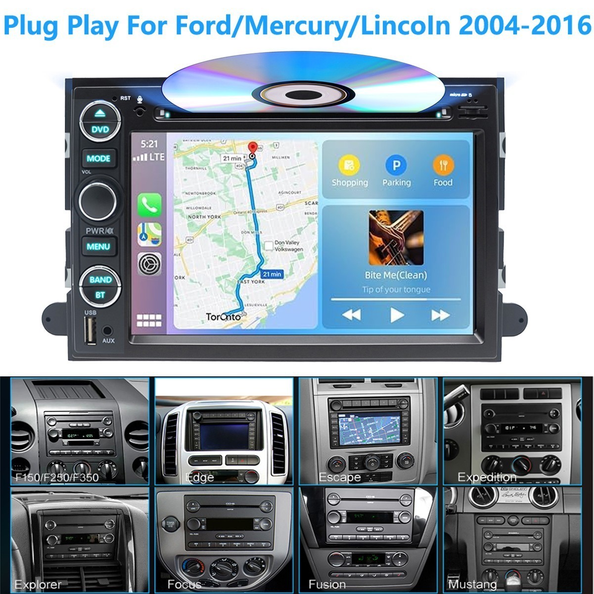 Car DVD CD Stereo Radio Apple Carplay Navi +Camera For Ford Expedition 2007-2014