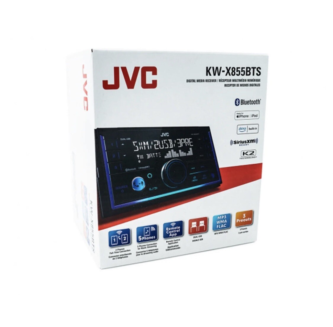 JVC KW-X855BTS Double DIN AM/FM Radio USB Bluetooth Digital Media Receiver