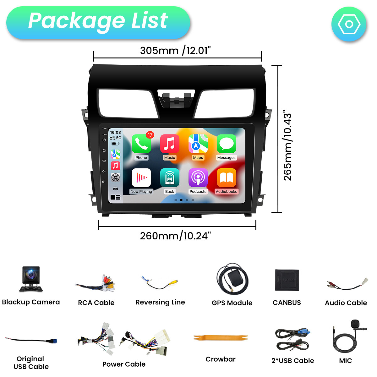 For 2013-2018 Nissan Altima Apple Carplay Car Radio Android 12 GPS FM Stereo DSP