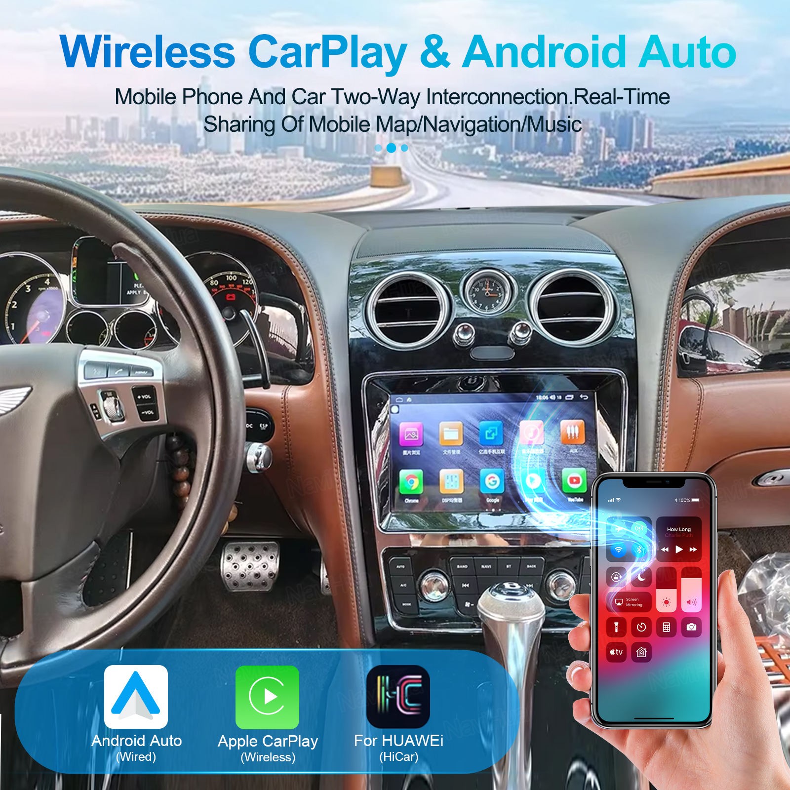 9″ Stereo CarPlay 4+64GB For 05-12 Bentley Flying Spur Continental GT Car Radio