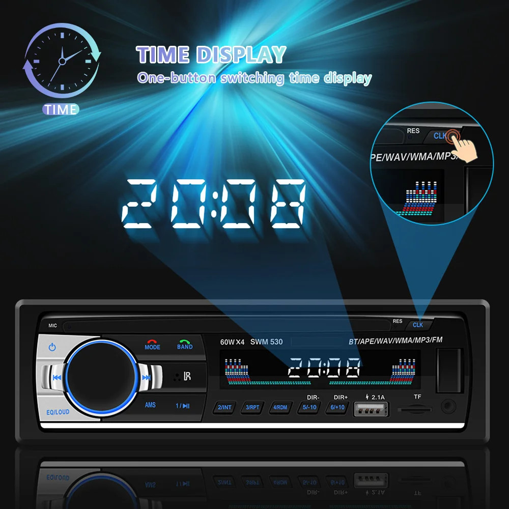 Single 1 DIN Car Stereo Radio Mp3 Player AUX IN USB TF SD Head Unit Bluetooth FM
