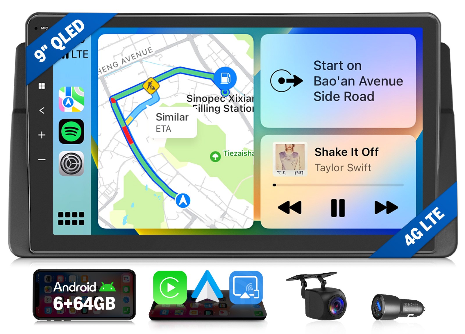 E46X6S2 For BMW E46 325i 330i Android 9 inch QLED 6+64 Car Stereo CarPlay CANBUS