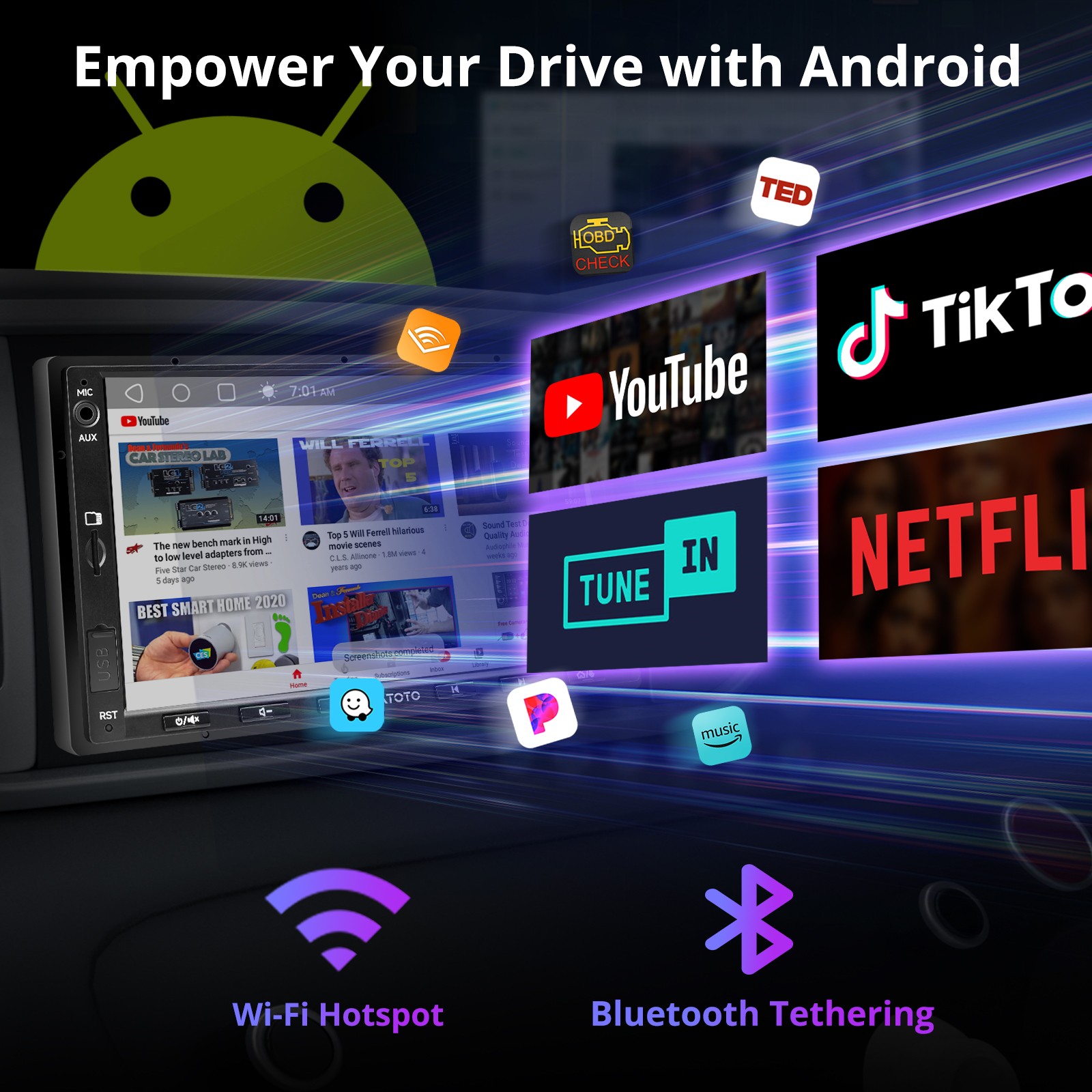 ATOTO A6PF 7in Double Din Android Car Stereo-2G+32G w/ CarPlay Android Auto WiFi