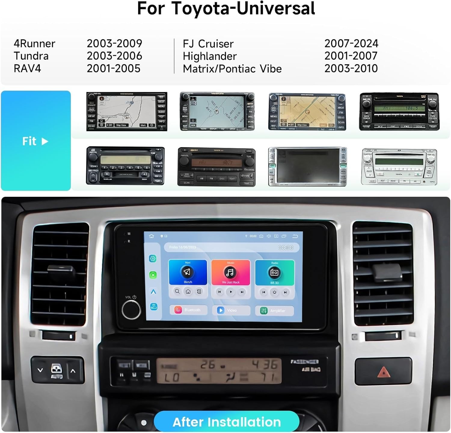 Dasaita Double Din Car Stereo for 4Runner/Tundra/FJ Cruiser/RAV4/Highlander GPS