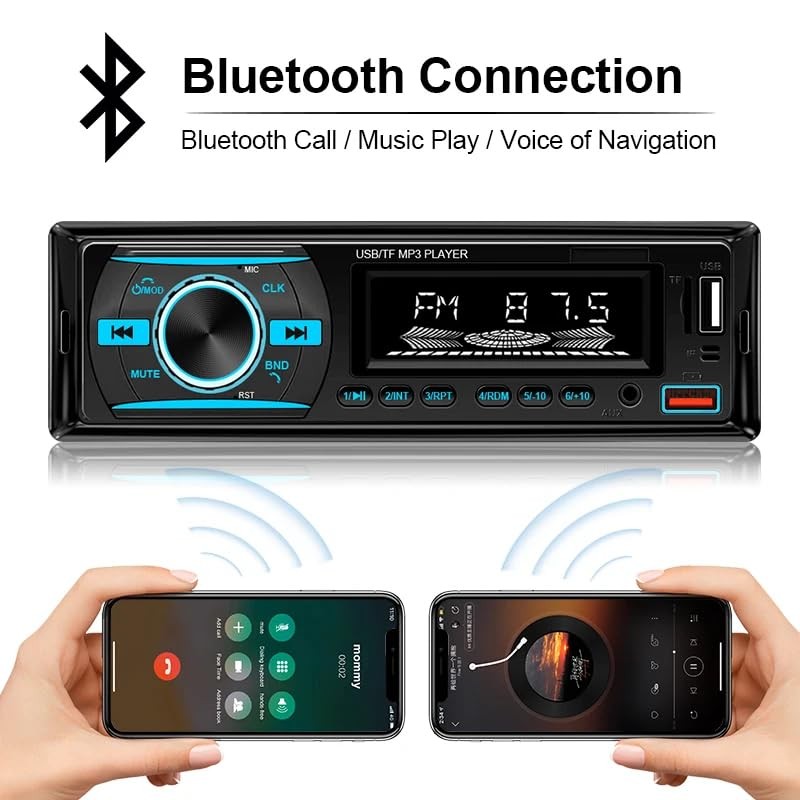 Bluetooth Car Stereo Bluetooth Audio Receiver – FM Radio MP3 Player with Hands