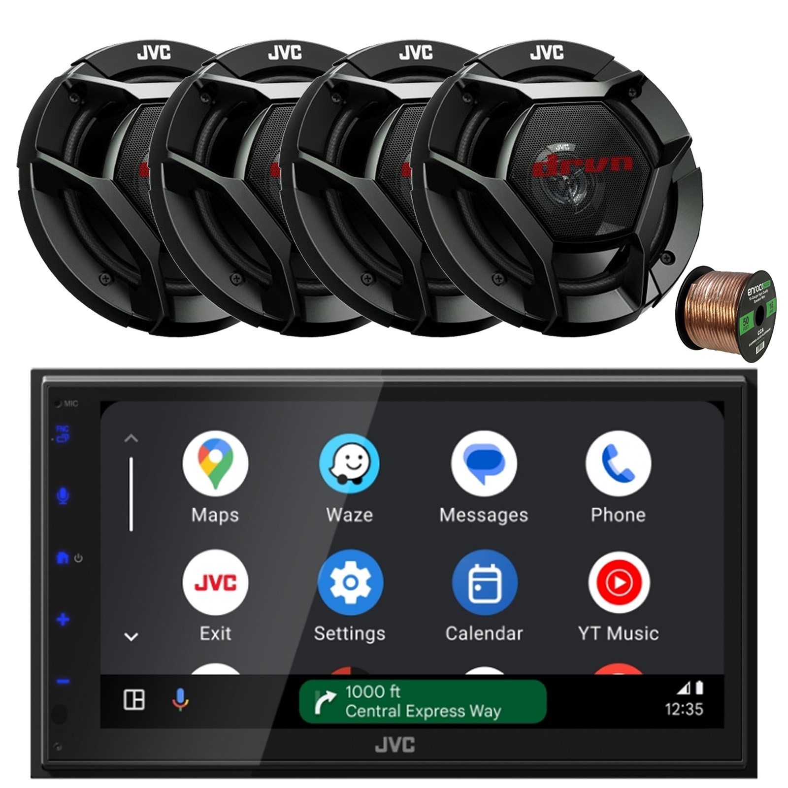JVC KW-M690BW 6.8″ Touchscreen WiFi Bluetooth Radio, 4x 6.5″ 300W Speakers, Wire