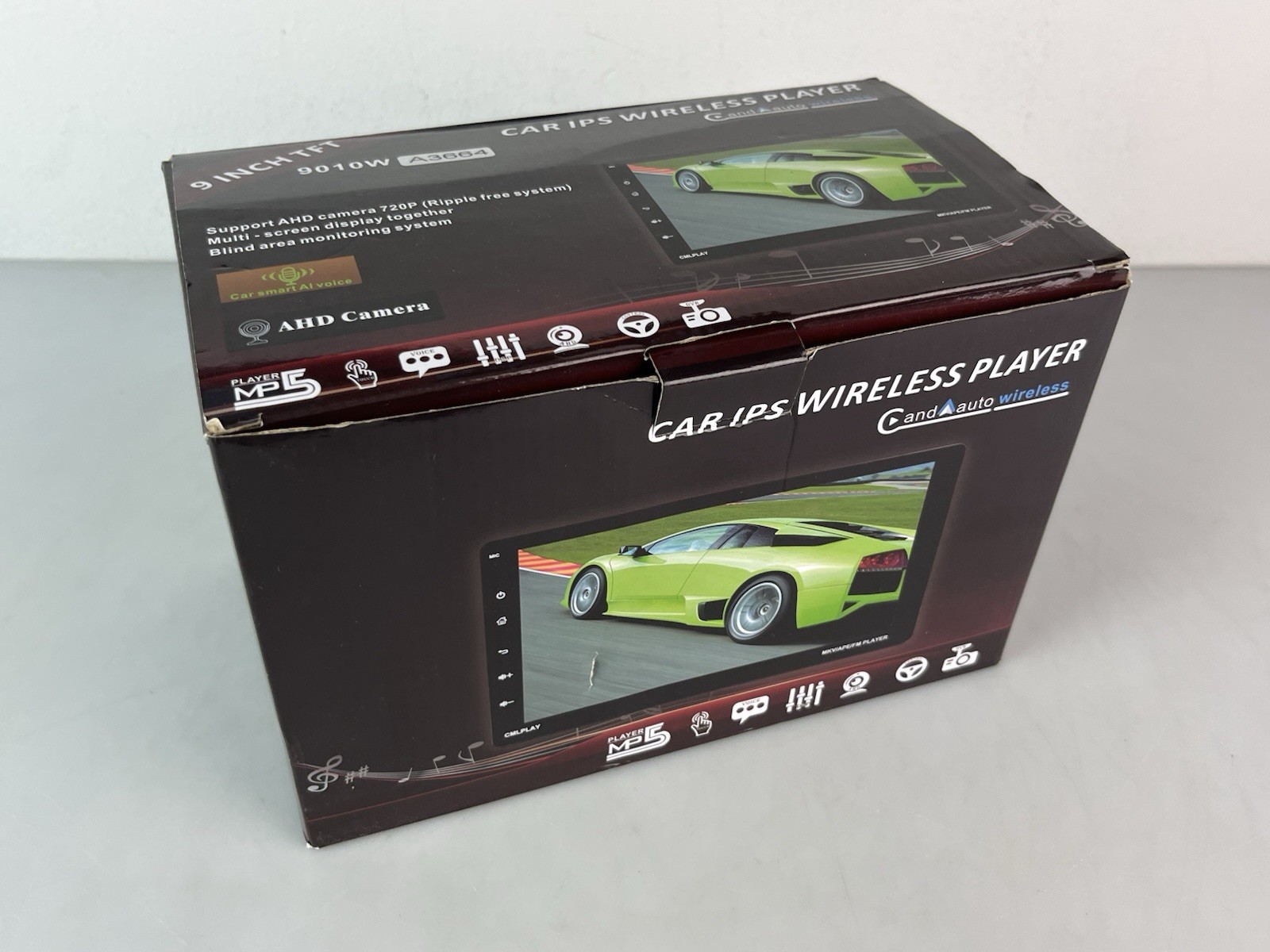 A3664 Car Radio Wireless Car IPS Player 9” w/AHD Camera