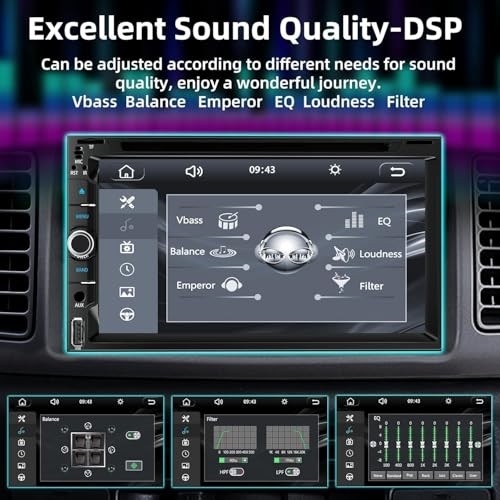 Double Din Car Stereo with CD/DVD Player, 7-Inch Touch Screen, Bluetooth 5.2