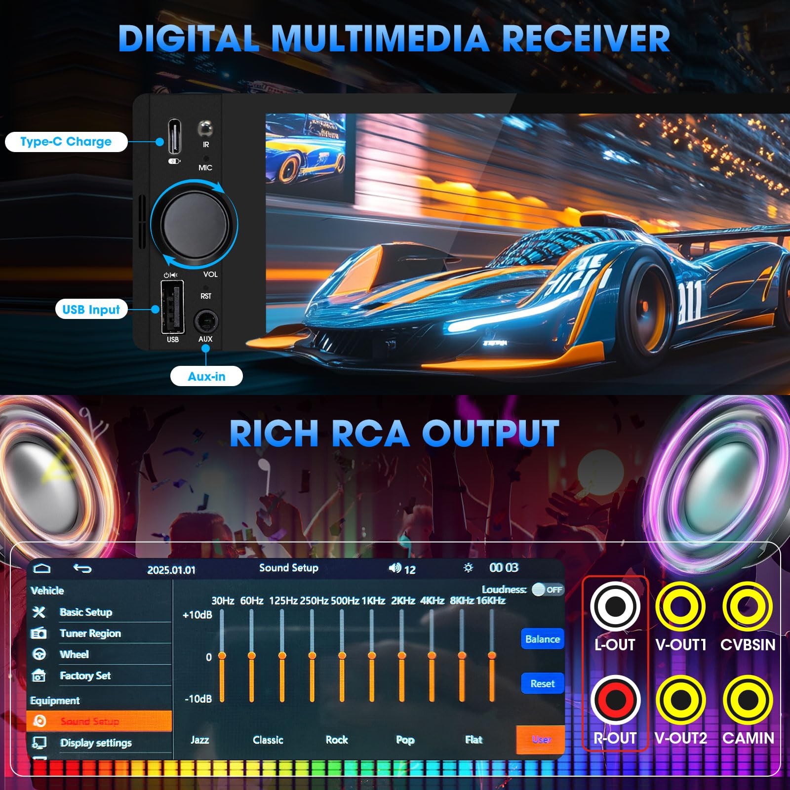 AKAMATE Single Din CarPlay Stereo: Android Car Stereo with