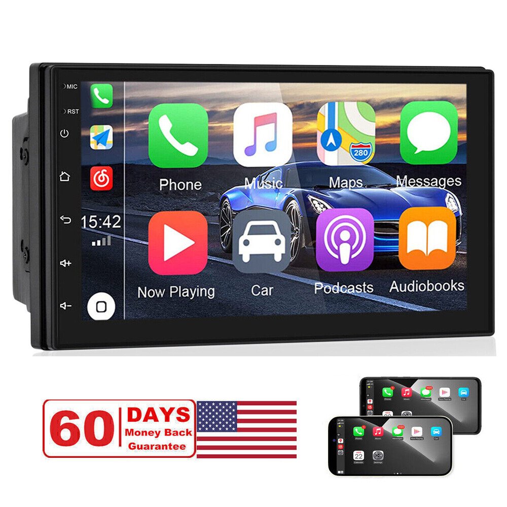 Android 15 Double Din 7″ Car Stereo Quad 2+32G Radio GPS WiFi Apple CarPlay Auto