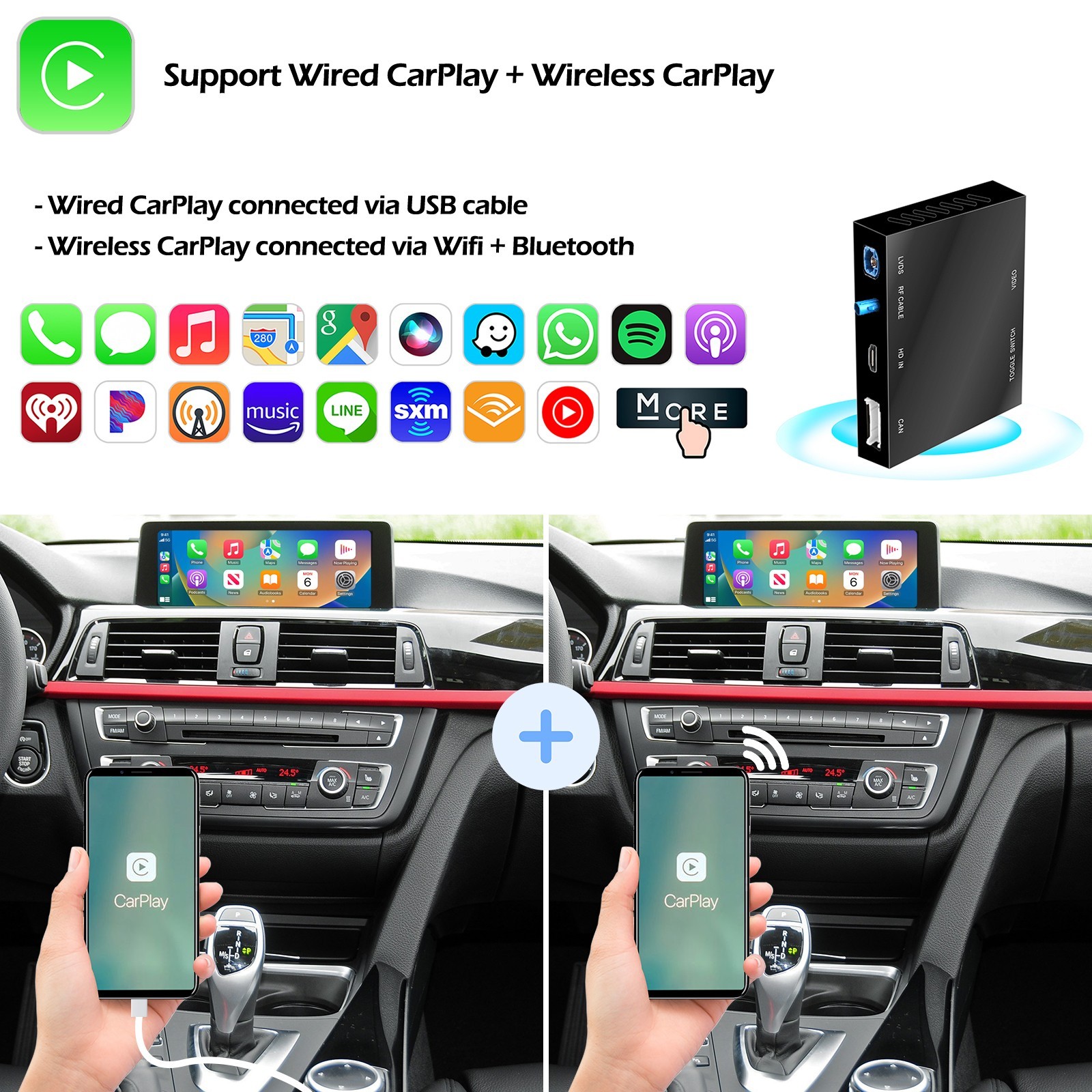 For BMW 1-7 Series X1-X7 CIC NBT EVO Wireless CarPlay Android Auto Upgrade Kit