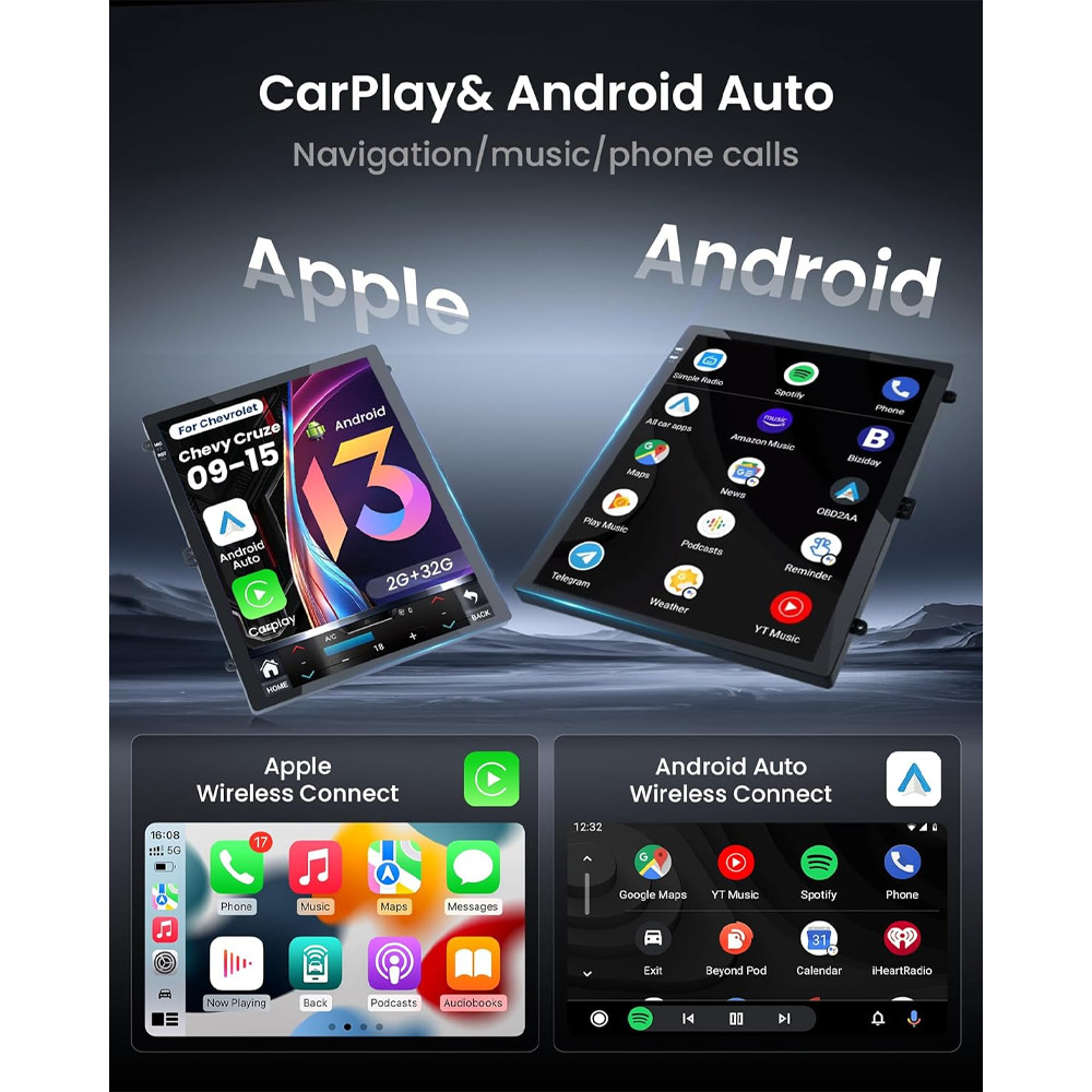 For 2011-2015 Chevrolet Cruze Radio Carplay w/Cam GPS Navi Android15 Touchscreen