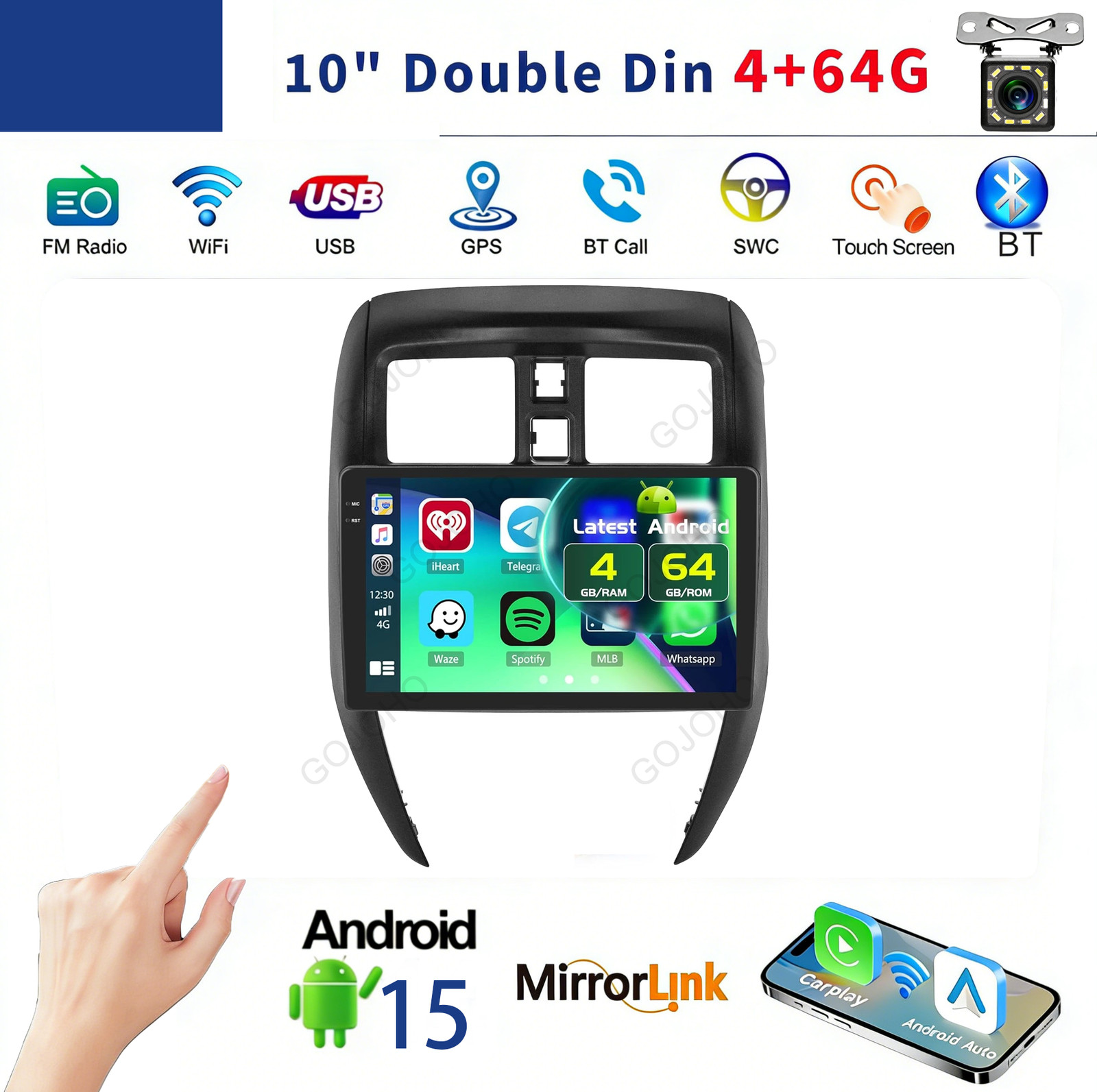 4+64GB Car Radio Stereo Carplay GPS For 2015-2019 Nissan Versa Sedan Android15