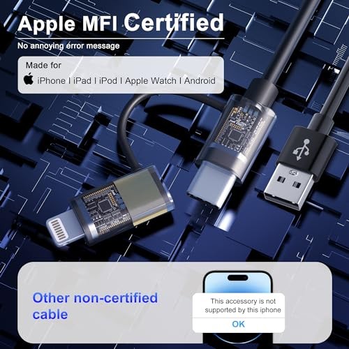 USB to USB-C and Lightning Cable Combo 2 in 1 Coiled Cable Support Apple Black