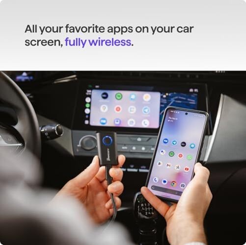 TWO+ Compatible with Android Auto & Apple Carplay 2-in-1 Wireless Adapter |