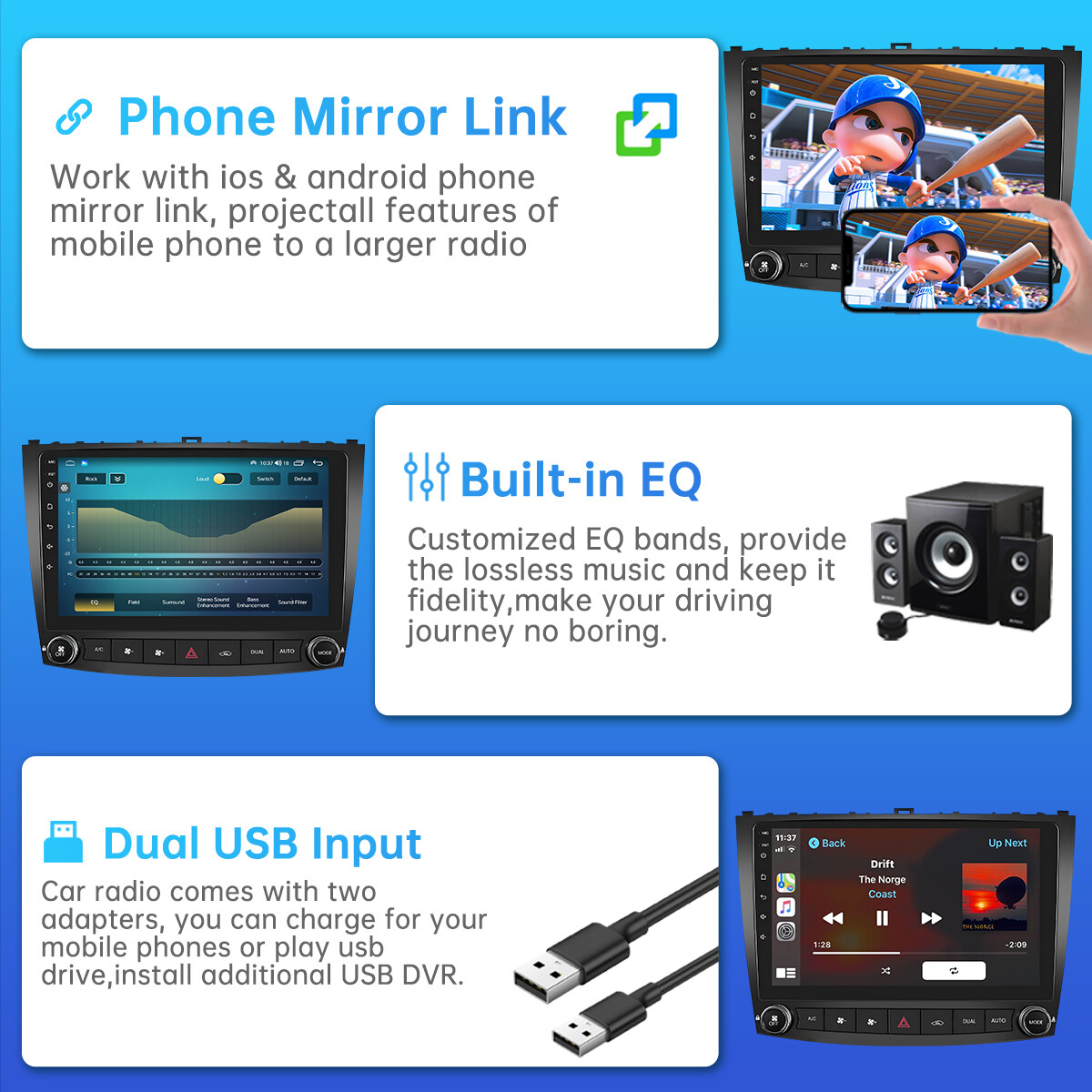 For Lexus IS250 IS350 2006-2012 Car Stereo Radio Android 12 Carplay GPS Player