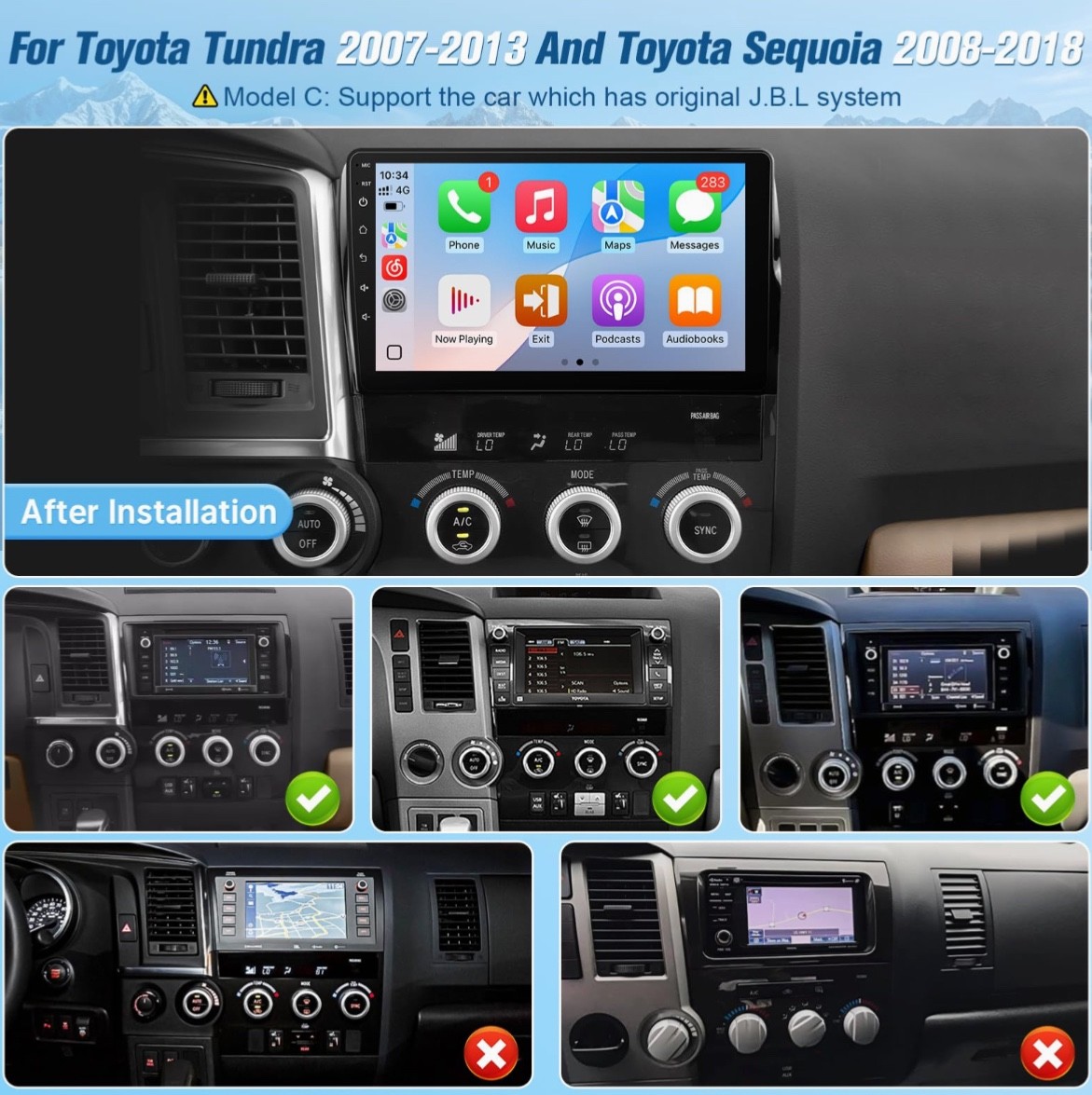 Upgrade Android 12 Car Stereo for Toyota Tundra 2007-2013 Toyota Sequoia 2008-20