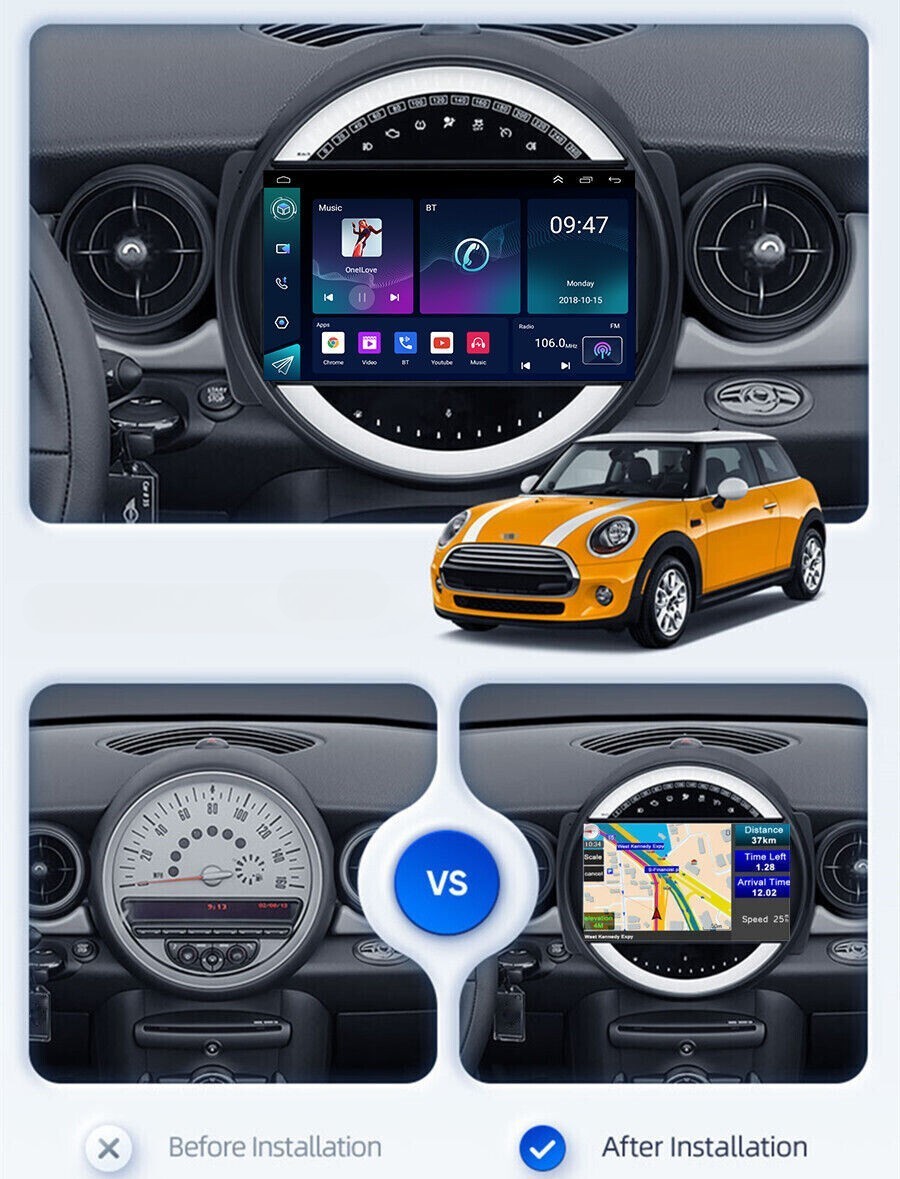 For BMW Mini Cooper R56 R60 2007-2015 9” Car Stereo Radio CarPlay Android Auto