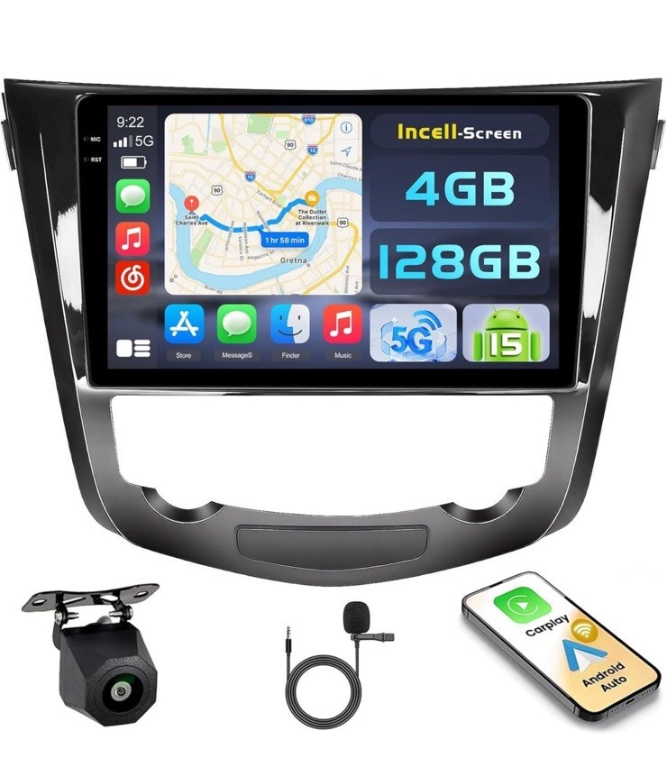 Android 15 Car Stereo 10” 4GB+128GB for Nissan Rogue X-Trail Qashqai 2014-2018