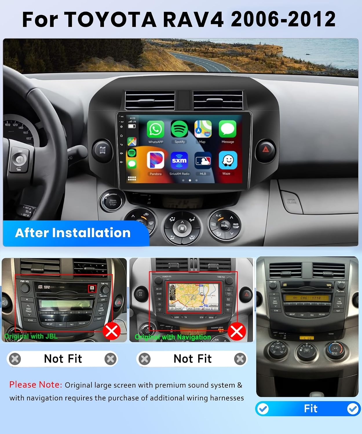 Radio GPS Carplay 8 Core 64G Car Stereo for TOYOTA RAV4 2006 – 2012 Android Auto