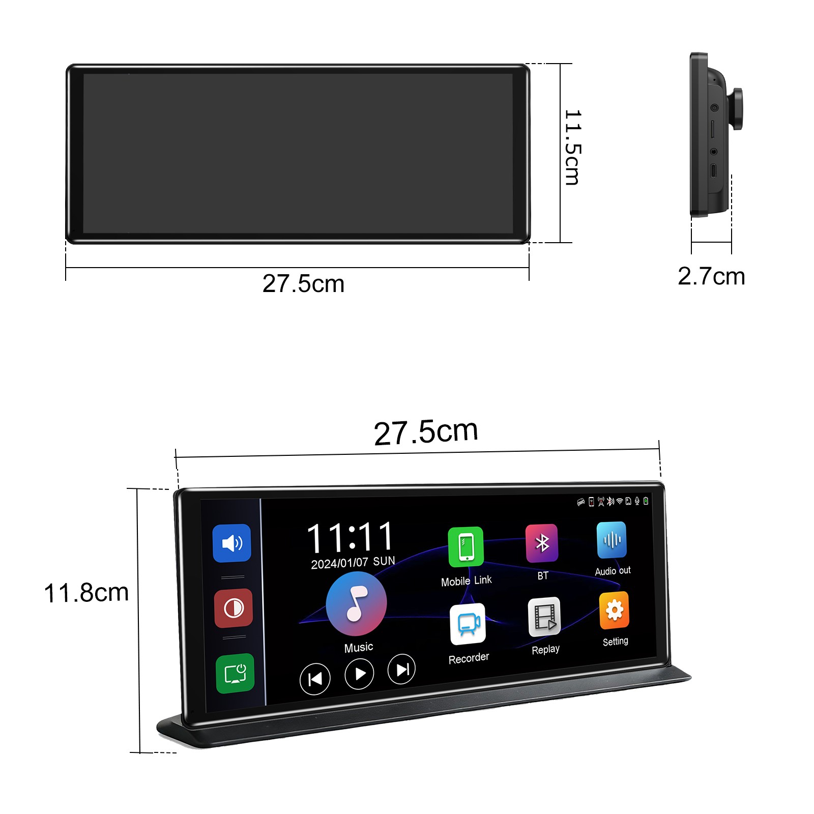 11.3″ Inch Car Portable IPS Touch Screen Apple CarPlay Tablet Android Auto Radio