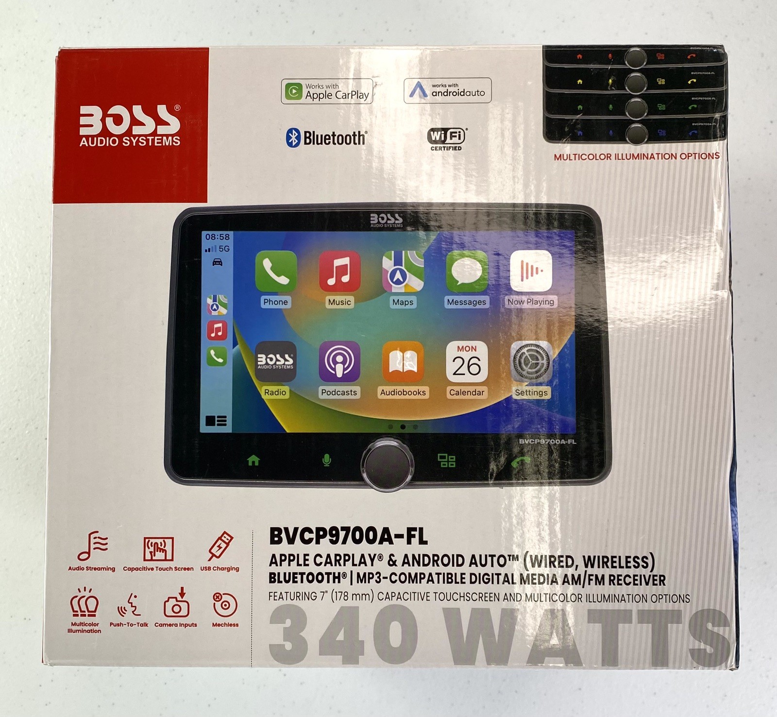 BOSS Audio Systems BVCP9700A-FL Bluetooth Android & Apple CarPlay,Am/Fm Receiver