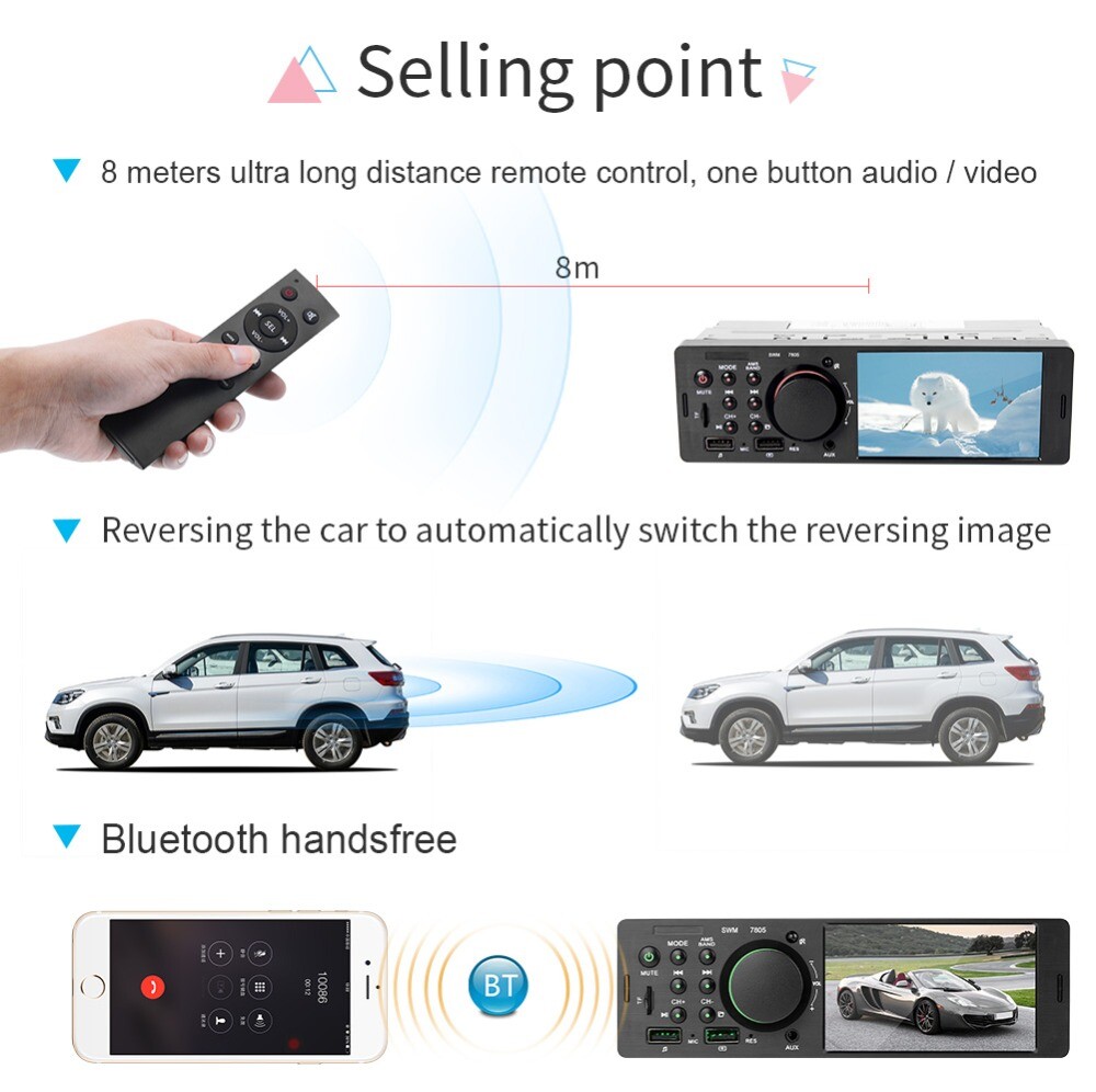 1Din 4″ Bluetooth Car Stereo Radio MP5 Player Touch Screen TF/USB/AUX/RCA