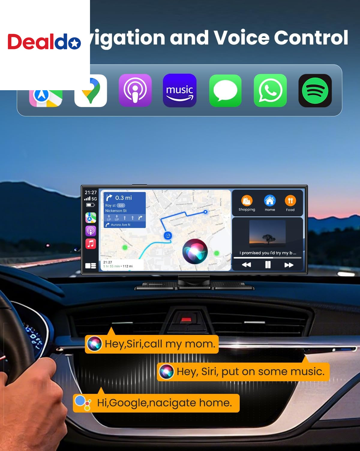 Largest 11.5″Wireless Apple Carplay Screen for Car–Portable Carplay & Android Au