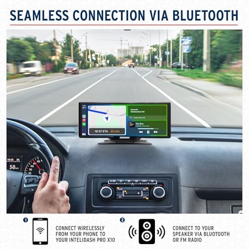 IntelliDash Pro X10, 10″ Wireless Apple CarPlay & Android Auto Display,