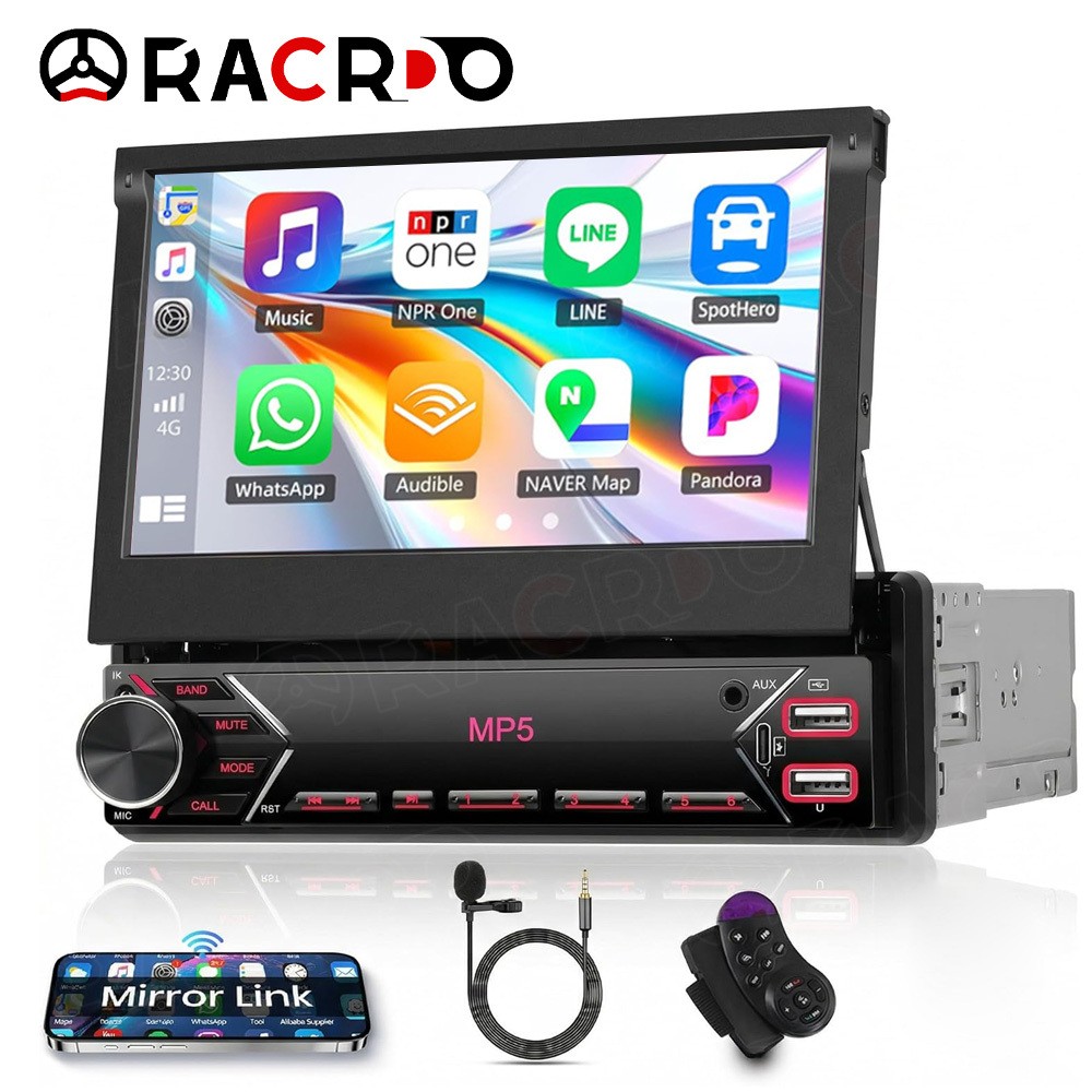7″ Car Stereo Radio Single 1 Din Flip Out Touch Screen MP5 Player USB Bluetooth