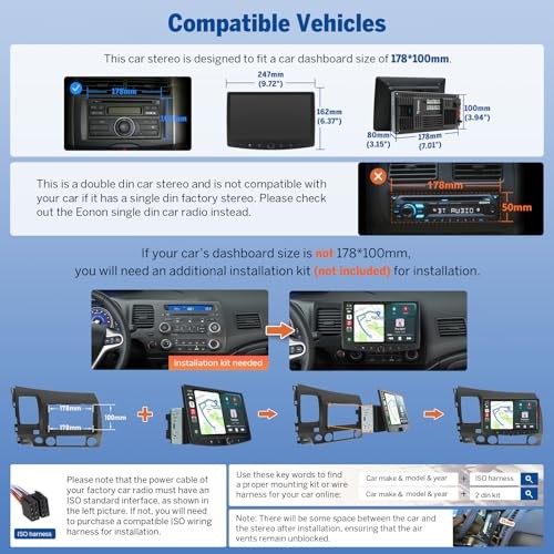 Double Din Car Stereo – 6GB+64GB – 10.1 Inch Wireless CarPlay
