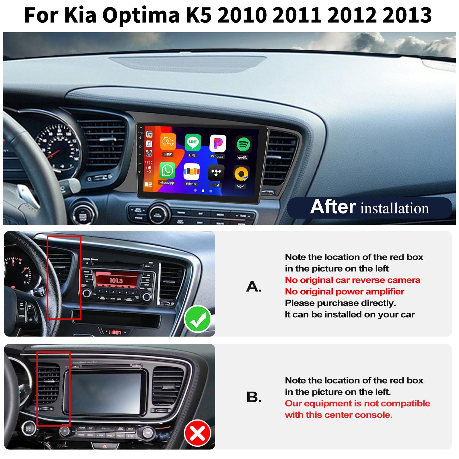 2+64G Android 15 Car Stereo for Kia Optima K5 2010 2011 2012 2013 with Wirele…